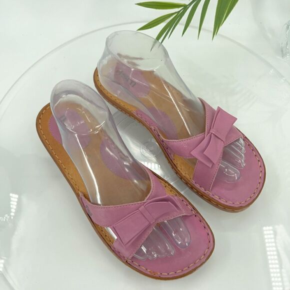 Born Women's Slide Sandal Size 9 Lavender Purple Strappy  Bow Casual Comfy Flat - Picture 2 of 15